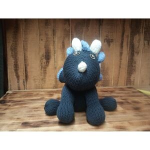 Hand Crochet Blue Dragon Stuffed Animal Plush‎ Toy Amigurumi Homemade 12" Tall